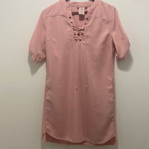 Philosophy tencel shirt tie front dress in rose